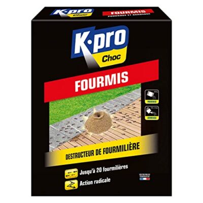 K.PRO Destructeur de fourmilières, 4 sachets de 100g, traite jusqu'à 20 fourmilières, action radicale par contact et ingestion, poudrage ou arrosage, sachets pratiques, extérieur, fabriqué en France