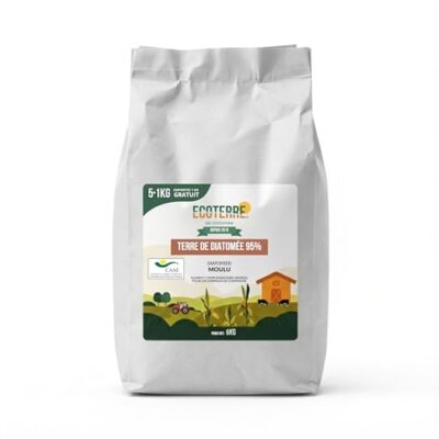 ECO Terre de Diatomée 6 kg Écologique – Qualité Alimentaire pour Animaux Non calciné – Diatofeed moulu certifié pour la Production Biologique – Sécurité, qualité et Engagement Depuis 2015