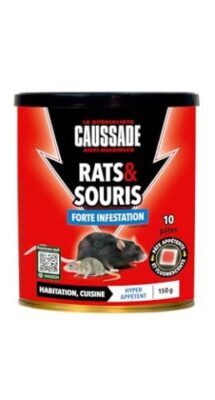 Caussade Anti Rats & Souris, forte Infestation, habitation et cuisine (10 pâtes, 150 g)