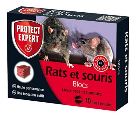 PROTECT EXPERT fb300 – 10 blocs rodenticide rats et souris, appât extrudé 300 g pour lieux secs et humides