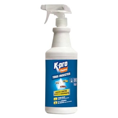 K.PRO Barrière Tous Insectes 1 L – Spray Longue Durée jusqu’à 3 Mois – Mouches, Moustiques, Cafards & Araignées