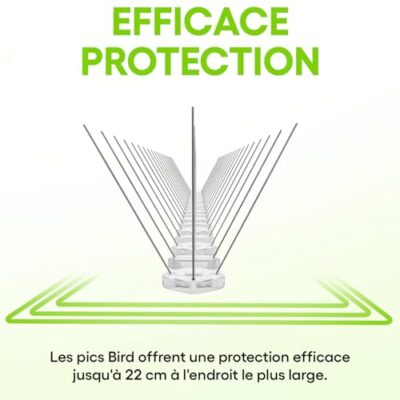 Piques en Acier Inoxydable Anti – Oiseaux – Repoussant Durable de Pigeons – Très dissuasif pour Les Oiseaux, Corbeaux et Les piverts – Facile à Installer et enlever, 15ft Soit 3M