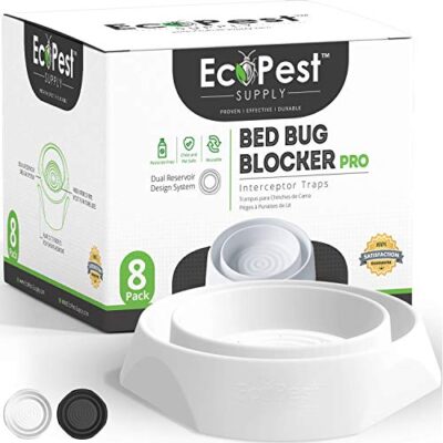 Intercepteurs de Punaises de Lit – Lot de 8 | Bed Bug Blocker (Pro) Pièges Intercepteurs (Blancs) | Piège à Insectes, Dispositif de Contrôle, et Détecteur pour Pieds de Lit
