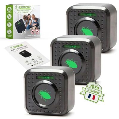 ISOTRONIC® Prise insectifuge contre les Punaises de lit et les Acariens - Prise anti Acariens à Ultrason contre Insectes 230V, 3 pièces
