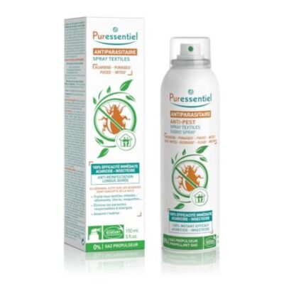Puressentiel Spray Anti acariens, punaises, puces, mites. Aux Huiles Essentielles, textile & meubles (150 ml)
