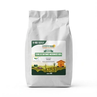 Terre de diatomée ECO micronisée 6 kg (5 kg + 1 kg) – complément minéral naturel pour animaux, non calcinée