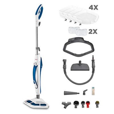 Polti Vaporetto SV460, Balai Vapeur 2-en-1, Nettoyeur Portable 1500 W, 17 Accessoires, Chauffe Rapide 15s, Réservoir Amovible, Filtre Anti-Calcaire
