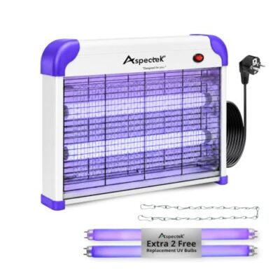 Zapper électrique anti-insectes ASPECTEK – lampe UV intérieure 20 W avec ampoules de rechange