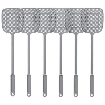 Mr.Siga 6x Tapette à Mouches robuste avec long manche, Gris
