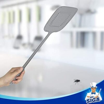 Mr.Siga 6x Tapette à Mouches robuste avec long manche, Gris