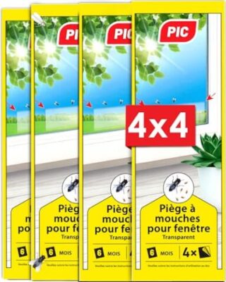 PIC- Piège à mouche pour fenêtre – 4x4=16x Anti mouche, attrape mouche - Piège à colle non toxique et inodore