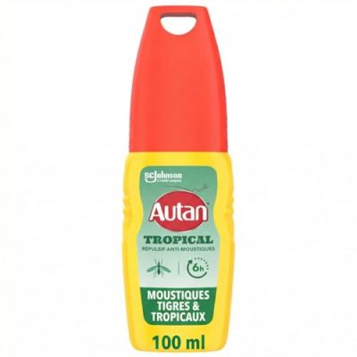 Autan Tropical Spray - Spray Anti Moustiques, Moustiques Tigres, Moustiques Tropicaux - Jusqu'à 8H de Protection - 1 Spray, 100ml
