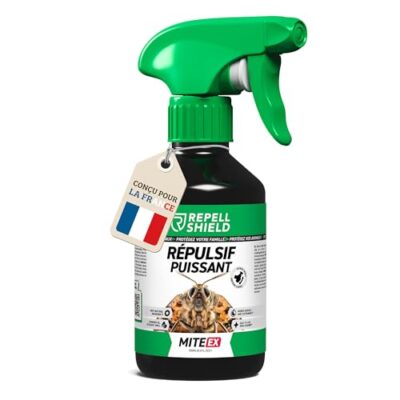 RepellShield® Lavande Spray Anti Mites Textiles -250ml- Non Tachant - Aux Huiles Essentielles Naturelles - Barrière Répulsive Anti Mites Vetements pour Penderie, Armoires, Literie, Rideaux, Tapis