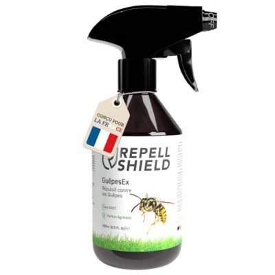 RepellShield® Citronnelle Spray Anti Guepes et Frelons - Non Tachant - Usage Intérieur & Extérieur - Barrière Répulsive de Longue Durée Anti Guêpe pour Maison, Piscine, Toiture, 250ml