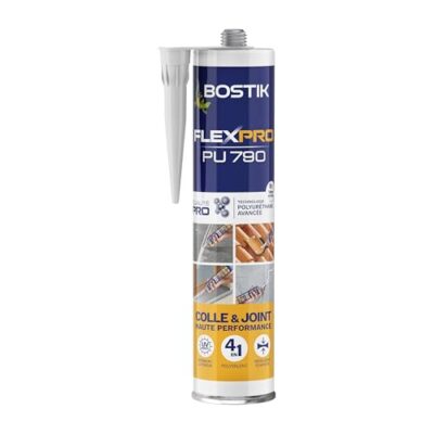 Bostik Colle Flexpro PU 790 Blanc – Mastic Colle et Jointe Multi-Usages – Tous Matériaux – Intérieur/Extérieur et Milieux Humides – Formule Polyuréthane Haute Performance – 300 ml