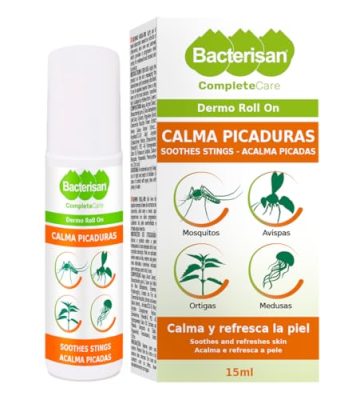 BACTERISAN Dermo Roll On, apaise les piqûres d'insectes, soulage les démangeaisons et apaise la peau, effet rafraîchissant, convient aux enfants et aux adultes 15 Ml, Clair