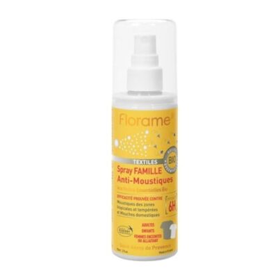 Spray Famille Anti Moustiques Aux Huiles Essentielles Bio 90ml Pour Textiles Florame
