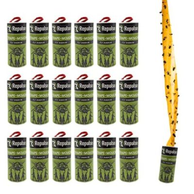 Repulseo 16x Ruban collant attrape-mouches/moucherons, suspendus, prêt à l’emploi