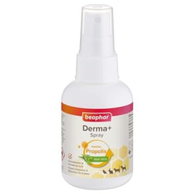 BEAPHAR – Spray Derma+ – Peaux abîmées & piqûres d’Insectes – Favorise la réparation de la Peau endommagée chez Les Animaux – Au Propolis et à l’Aloe Vera – 75 ML