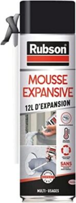 Rubson Mousse expansive polyuréthane en aérosol pour isolation, calage et rebouchage, blanche (12 litres d'expansion)