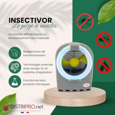 Lampe Anti-Moustique électrique UV – piège moustiques Silencieux et sans Produits Chimiques – intérieur/extérieur, 180m² – répulsif Insectes Volants, Attrape-moustiques.