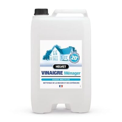 HELVET VINAIGRE BLANC MENAGER 20 Degrés – SUPER CONCENTRE – Gros Format 10L pour le Nettoyage de la Maison et des Extérieurs – Produit 100% Naturel