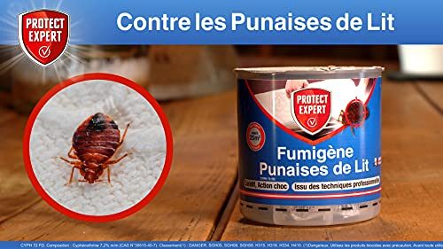 PROTECT EXPERT Lot de 4 Fumigènes Anti-Punaise de lit - 4x10g - Elimine Les Larves & Punaises De Lit & Acariens Sans Dépôts Visibles ni Odeurs Persistantes - Curatif & Action Choc PUMIG10X4
