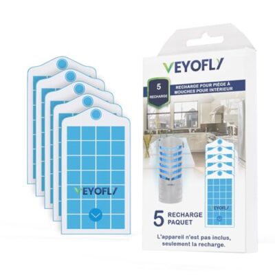VEYOFLY Recharge pour piège à Insectes Volants, piège à glu, Attrape-Insectes intérieur, piège à moustiques (Lot de 5)