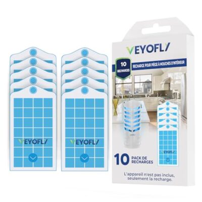 VEYOFLY Recharge pour piège à Insectes Volants, piège à glu, Attrape-Insectes intérieurr, piège à puces intérieur, Maison Plus sûre, piège à moustiques et Mouches des Fruits intérieur (Lot de 10)