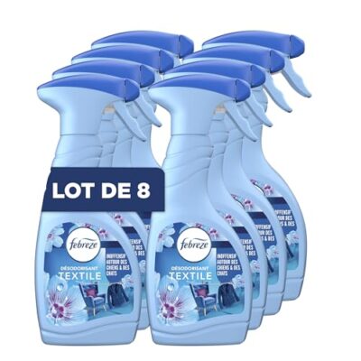 Febreze Spray Désodorisant Textile (500ml x8), Éveil Printanier de Lenor, 2en1, Combat Les Odeurs Emprisonnées Dans Les Tissus, Laisse Un Parfum Frais