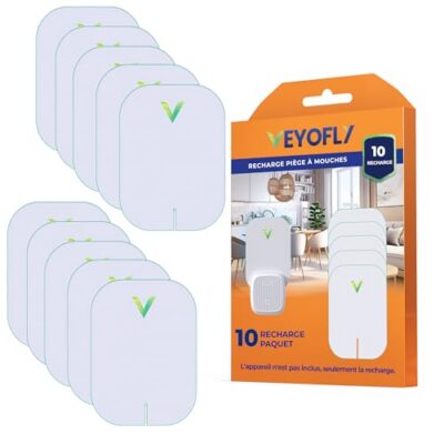 Recharge VEYOFLY pour piège à mouches : lot de 10 solutions anti-moucherons