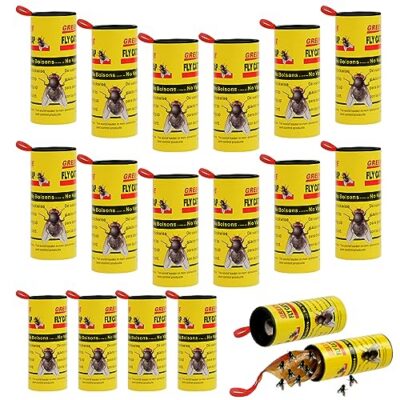 Flintronic Attrape Mouche, Rouleaux de Papier Tue-Mouches, Papier Tue Mouche Interieur, Rubans Attrape Mouches, 18PC Papier Tue Mouche pour Les moustiques et Autres Insectes Volants