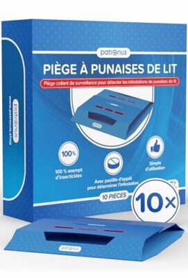 Patronus Lot de 10 pièges adhésifs, pour la détection des infestations et lutte contre les punaises de lit, avec appât à fort pouvoir attractif, système de surveillance, fabriqué dans l'UE