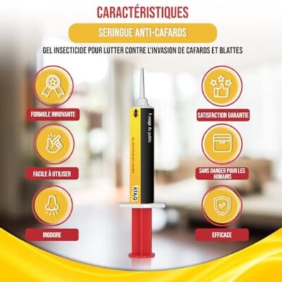 Ataq Gel Appât Anti Cafards Puissant Professionnel en seringue, résultat rapide, octhilinone (10 g)