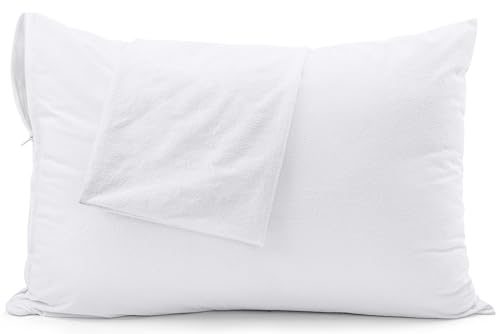 Utopia Bedding Protège Oreiller 40 x 70 cm (Lot de 2) Imperméable avec Fermeture Éclair, Housse d'oreiller en éponge, Certifié Oeko-TEX Taie Oreiller