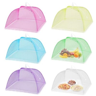 Lovesmile Cloche Alimentaire Pliable, 6 Pièces Cloches Alimentaires, Cloche à Fruits Anti Moucherons, Cloche a Fruits, Protege Fruits Contre Moucherons Convient aux Viandes Plats Fruits