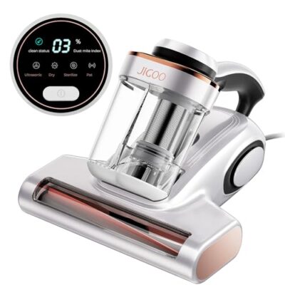 JIGOO J300 Aspirateur Matelas: Anti-Acariens et Poils d'animaux, Capteur Intelligent et Lampe UV, 500W pour Lit et Canapé, Élimine Les Allergènes