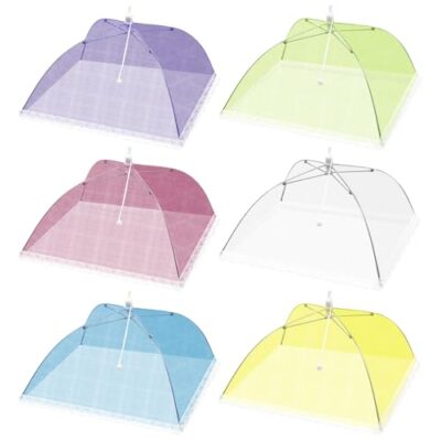 Aimeke 6 Pièces Cloche Alimentaire Pliable Couvercle Nourriture Anti-Mouche Maille Aliments Tente Anti-Insectes pour Barbecue Pique-Nique Aliments (6 Couleurs)