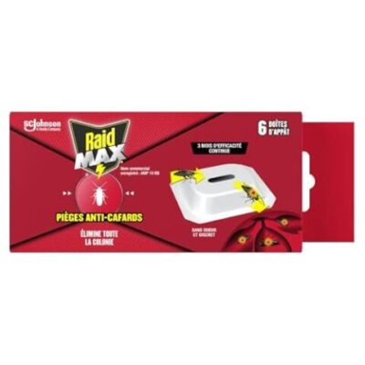 Raid Max 6x Boîte d'Appât Piège Anti-Cafards, efficace 3 mois