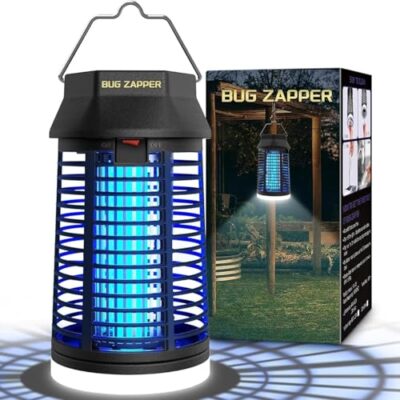 Loowoko Lampe Anti Moustique avec LED Lampe, 4200V Tue Mouche Electrique, Étanche IPX4, UV Lampe Anti Moustique Exterieur Interieur, Insectes Tueur Lampe pour Maison Patio Jardin Cour Arrièr