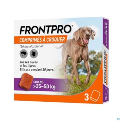 FRONTPRO Flea and Tick Tablets for Dog (25-50 kg) - 3X 136mg