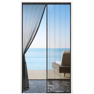 MYCARBON Moustiquaire Porte Aimantée 110x230cm Maille Ultra Fine et Résistante Aimants Plus Puissants Moustiquaire Porte-fenêtre Fermeture Magnétique Rideau Anti Mouches avec Ruban Adhésif, Noir