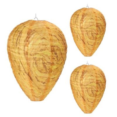 Xmart 3 Pièces Faux Nid de Frelons Imperméable Leurre Faux Nids de Guêpes Dissuasive Efficace Leurres de Nid de Guêpe Piège à Guêpes pour Maison et Jardin Extérieur