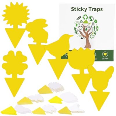 60x Piège à Moucherons adhésif double face pour Plantes et Légumes