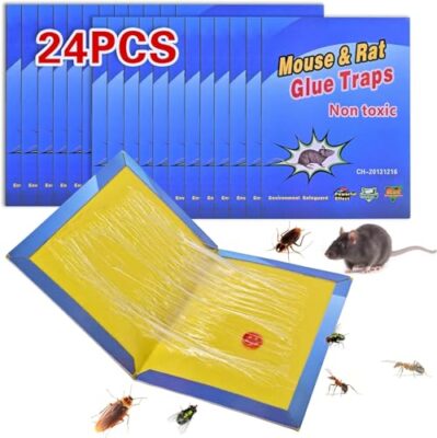 Lot de 24 pièges à rats et souris – plaques de colle ultra-adhésives anti-rongeurs, pièges collants puissants pour intérieur, contrôle efficace des nuisibles