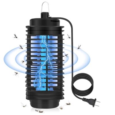 Lampe Anti Moustique UV Tue Mouche Electrique Intérieur et Extérieure, 360 ° Tueur D'Insectes Répulsif Anti Moustique Electrique, Piège à Mouches étanche IPX5, pour Camping Intérieur Extérieur-Noir