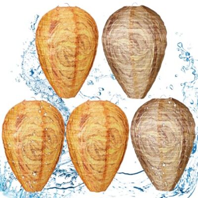Honoson Lot de 5 lanternes à suspendre étanches pour la maison, le jardin, la cour, l'extérieur (orange, marron sable)