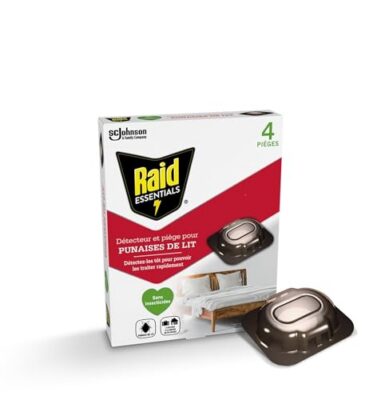 Raid Essentials détecteur de punaises de lit : pièges sans insecticide, lot de 4