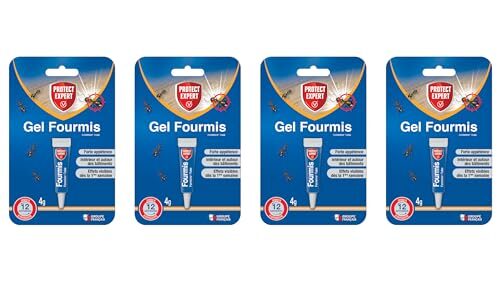 PROTECT EXPERT 4 Gêls Anti-Fourmis & Fourmilières - Appâts Concentré - 4x4g - Prêt-à-l'emploi - Action 12 Semaines - Intérieur & Abords De La Maison - Effets Visibles Dès La Première Semaine FTUB1NX4