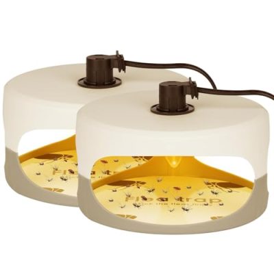 Flintronic Piège à puces avec lampe – 2 pièges, 4 ampoules et 12 disques adhésifs naturels sans odeur